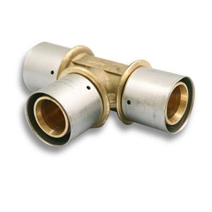 Uponor MLC Press Fitting Brass Tee, 1" MLC Tubing x 1" MLC Tubing x 1" MLC Tubing: D4701010