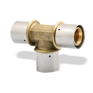 Uponor MLC Press Fitting Brass Tee, 3/4" MLC Tubing x 3/4" MLC Tubing x 3/4" MLC Tubing: D4707575